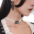 Kobine Women's Gothic Rose Pearl Layered Choker