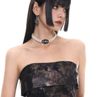 Kobine Women's Gothic Rose Pearl Layered Choker