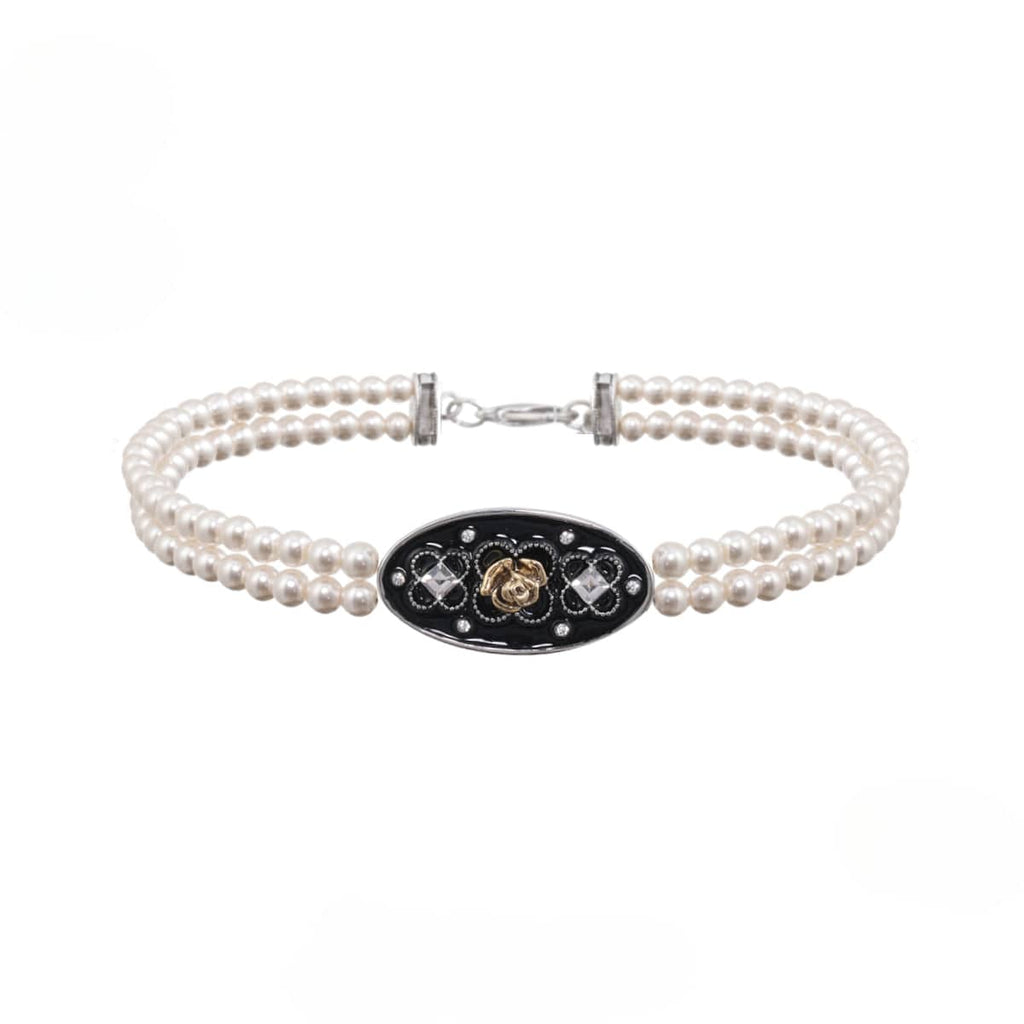 Kobine Women's Gothic Rose Pearl Layered Choker