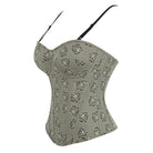 Kobine Women's Gothic Rose Printed Side Zipper Lace-up Overbust Corset