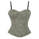 Kobine Women's Gothic Rose Printed Side Zipper Lace-up Overbust Corset