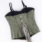 Kobine Women's Gothic Rose Printed Side Zipper Lace-up Overbust Corset