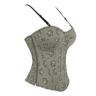 Kobine Women's Gothic Rose Printed Side Zipper Lace-up Overbust Corset