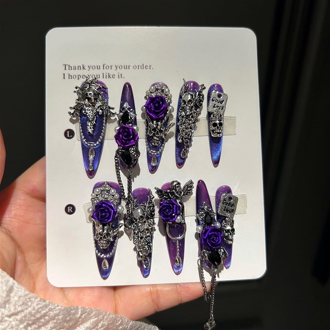 Kobine Women's Gothic Rose Skull Nail Patch