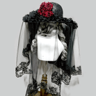 Kobine Women's Gothic Rose Wide Brim Veiled Hat