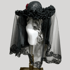 Kobine Women's Gothic Rose Wide Brim Veiled Hat