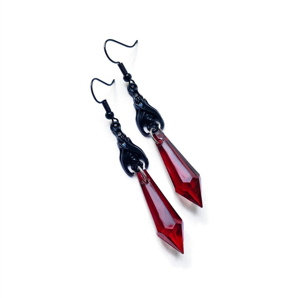 Kobine Women's Gothic Ruby Bat Earring