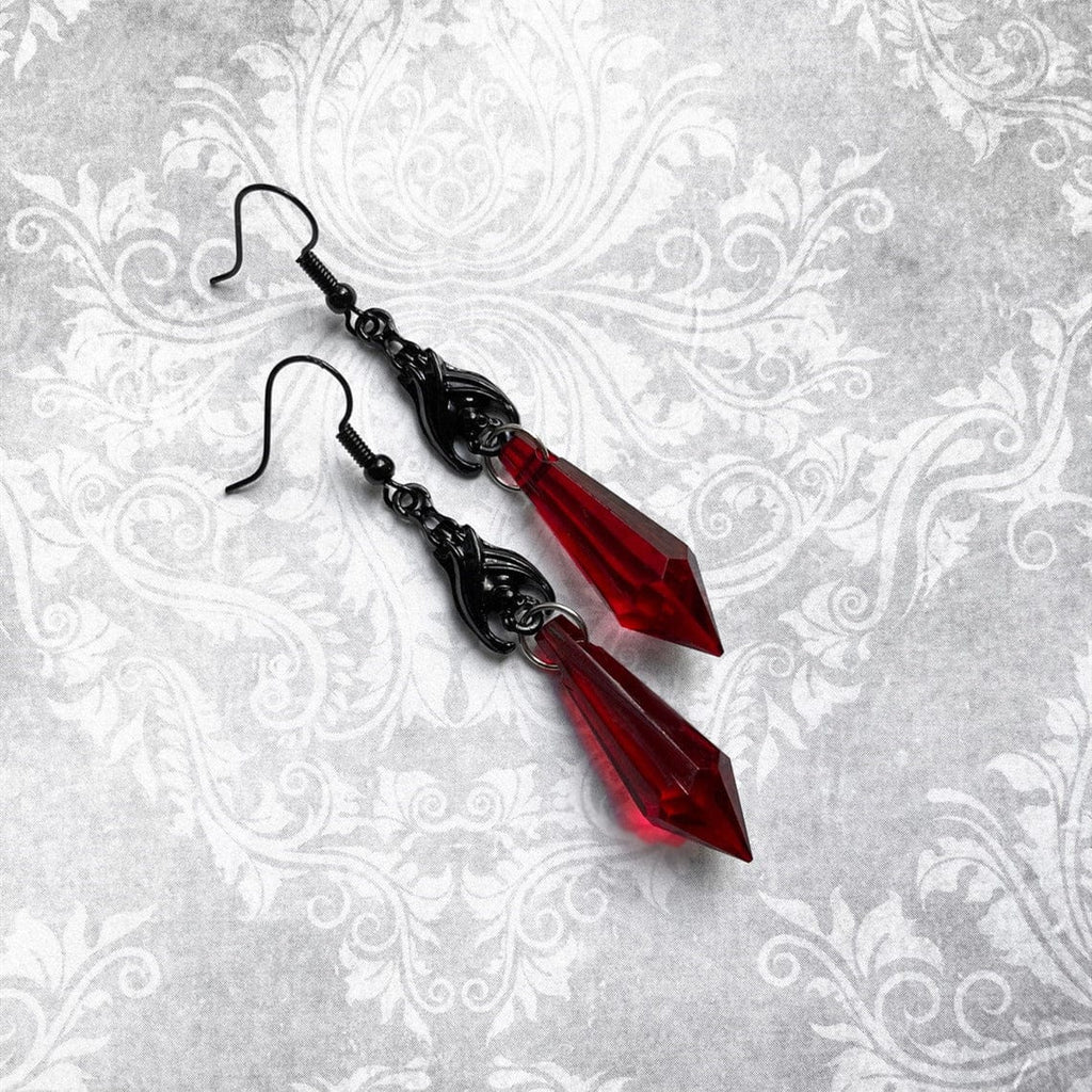 Kobine Women's Gothic Ruby Bat Earring