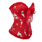 Kobine Women's Gothic Ruffled Christmas Lace-up Overbust Corset