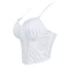 Kobine Women's Gothic Ruffled Floral Mesh Overbust Corset