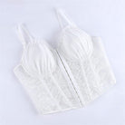 Kobine Women's Gothic Ruffled Floral Mesh Overbust Corset