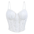 Kobine Women's Gothic Ruffled Floral Mesh Overbust Corset