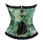 Kobine Women's Gothic Ruffled Floral Printed Lace-up Overbust Corset
