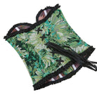 Kobine Women's Gothic Ruffled Floral Printed Lace-up Overbust Corset