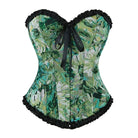 Kobine Women's Gothic Ruffled Floral Printed Lace-up Overbust Corset