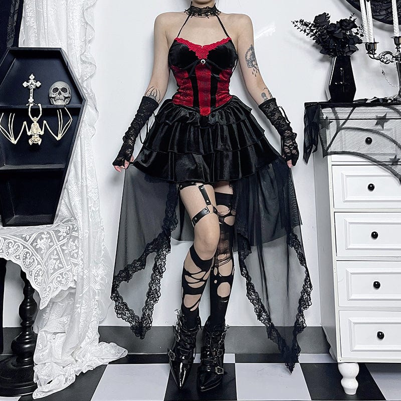 Falda gótica con dobladillo de encaje irregular y volantes para mujer -  Diseño punk