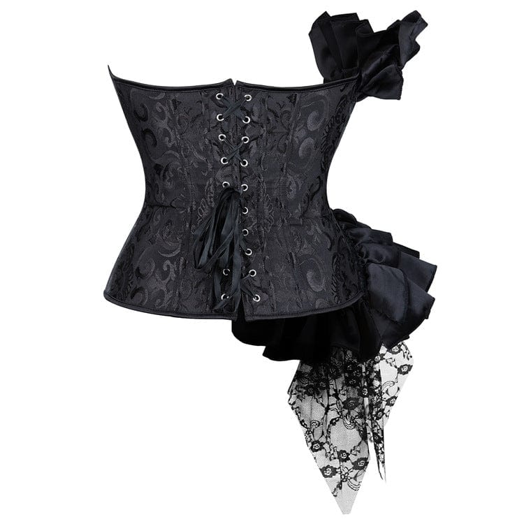 Kobine Women's Gothic Ruffled Lace Splice Overbust Corsets