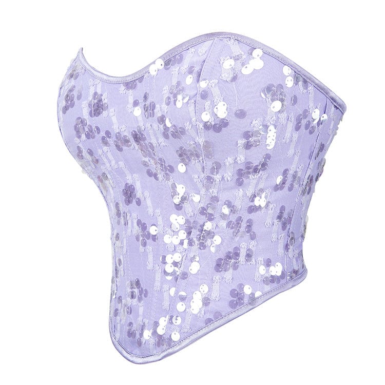 Corsetto sopra il seno con allacciatura e paillettes gotico da donna Kobine