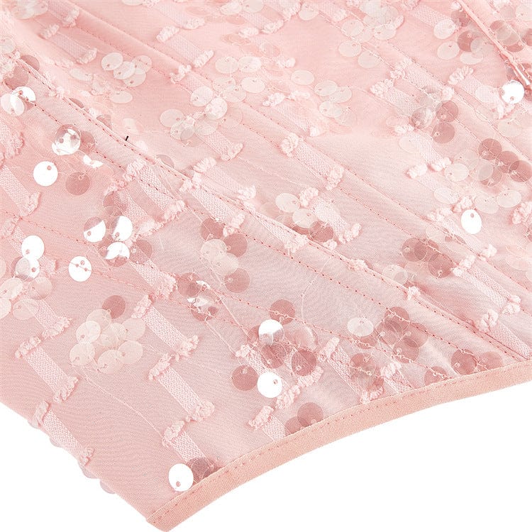 Corsetto sopra il seno con allacciatura e paillettes gotico da donna Kobine