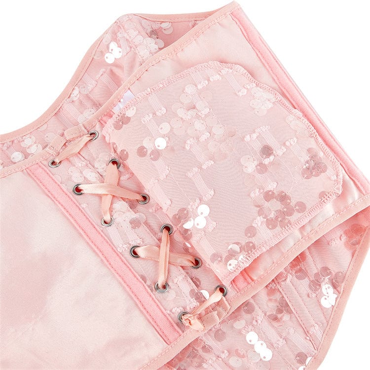 Corsetto sopra il seno con allacciatura e paillettes gotico da donna Kobine