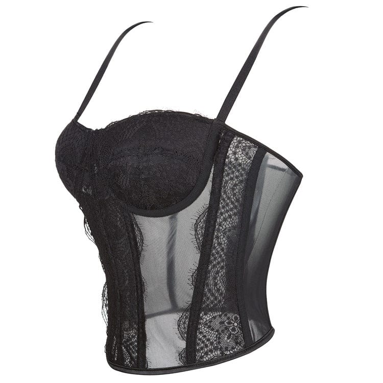 Kobine Women's Gothic Sheer Lace Overbust Corset