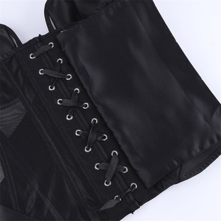 Kobine Women's Gothic Sheer Lace-up Overbust Corset