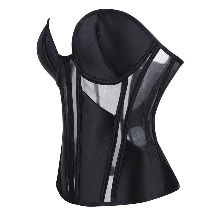 Kobine Women's Gothic Sheer Lace-up Overbust Corset