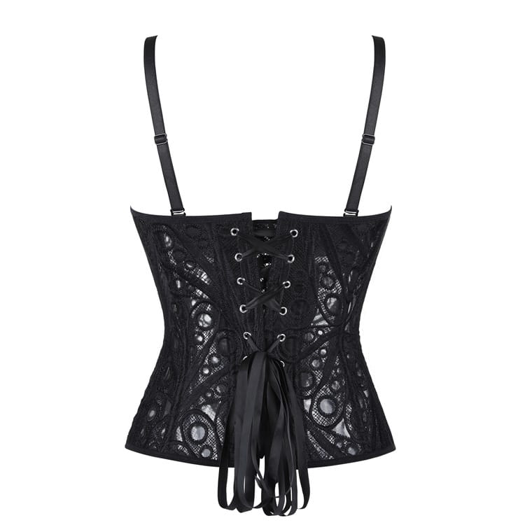 Kobine Women's Gothic Sheer Lace-up Overbust Corset