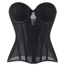 Kobine Women's Gothic Sheer Mesh Lace-up Overbust Corset