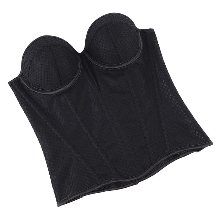 Kobine Women's Gothic Sheer Mesh Lace-up Overbust Corset