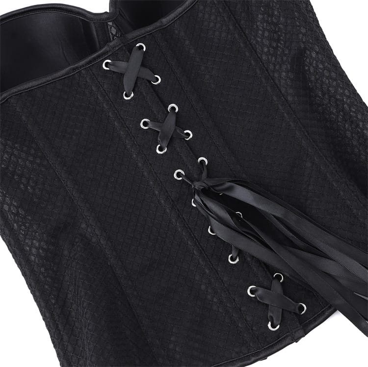 Kobine Women's Gothic Sheer Mesh Lace-up Overbust Corset