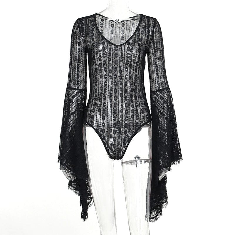 Gothic Lace Bodysuit, Jumpsuits, Women