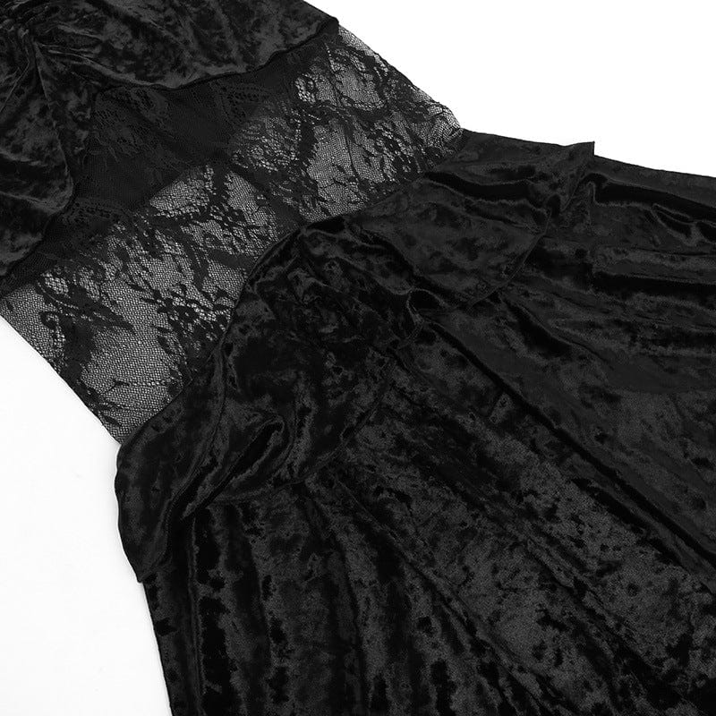 Kobine Women's Gothic Sheer Velvet Wrap Maxi Skirt