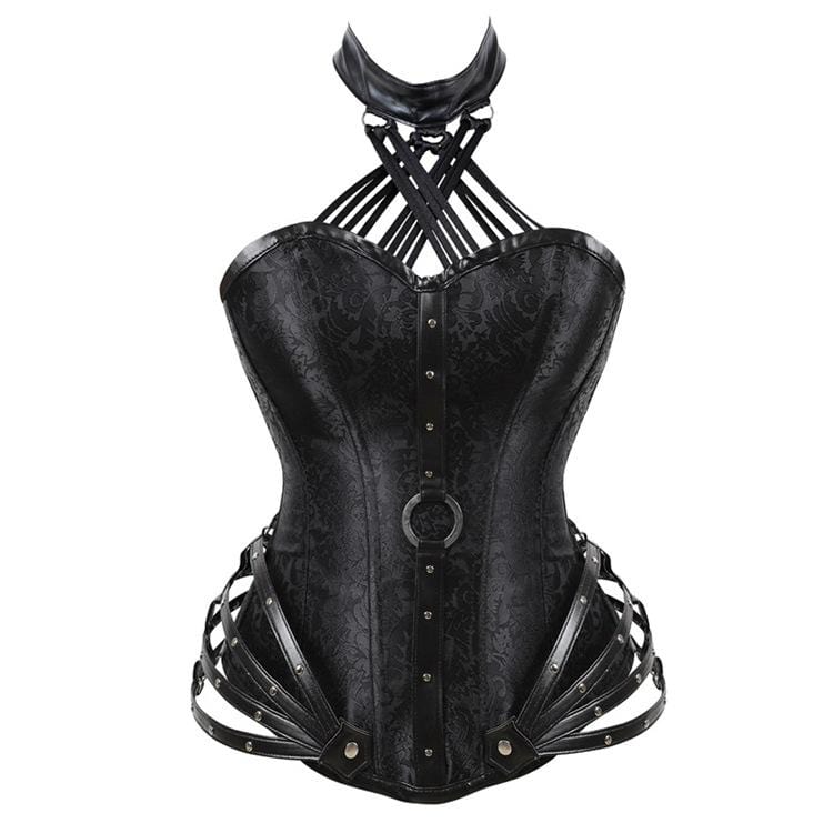 Kobine Women's Gothic Side Zipper Halter Top Corsets