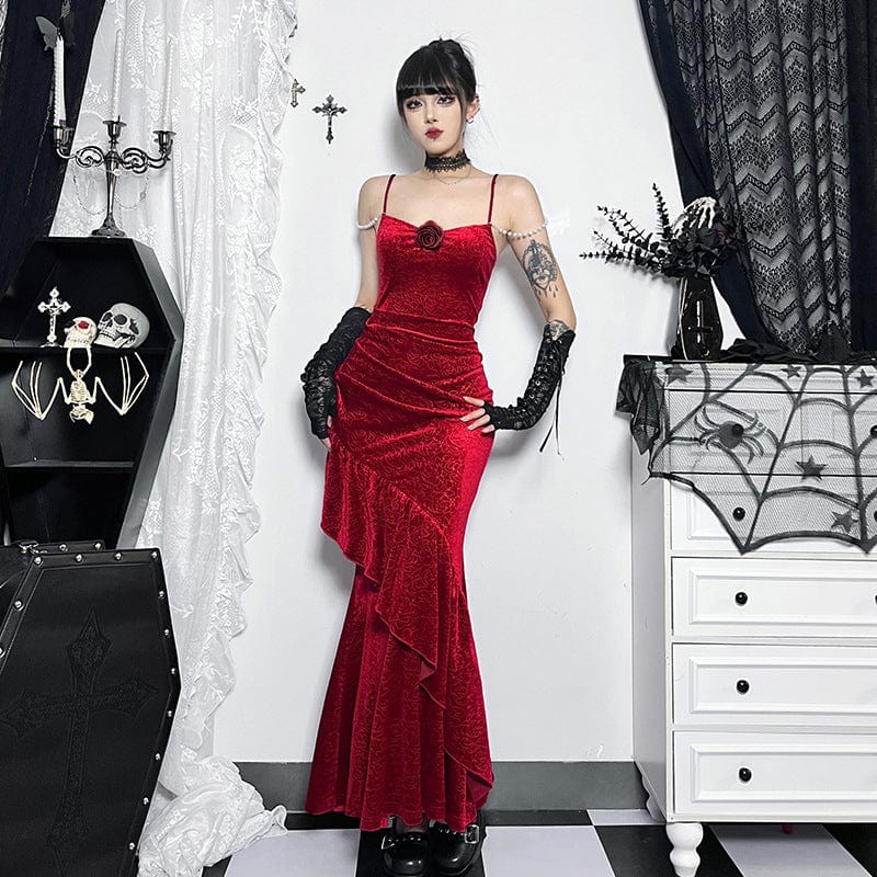 Kobine Women's Gothic Slim-fitted Fishtail Maxi Dress