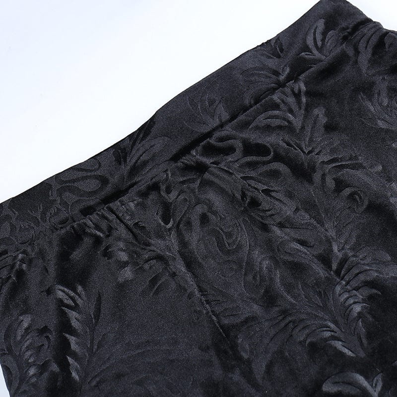 Kobine Women's Gothic Slim Fitted Velvet Skirt with Garter