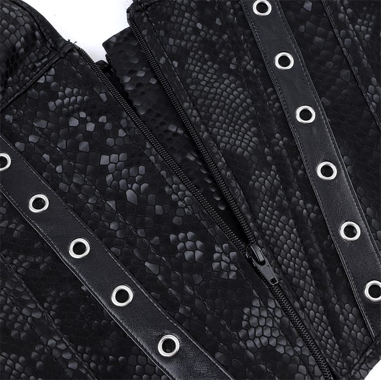 Kobine Women's Gothic Snakeskin Pattern Lace-up Overbust Corset
