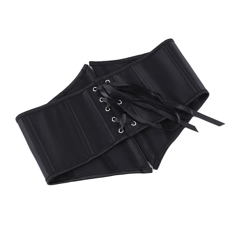 Kobine Women's Gothic Solid Black Lace-up Underbust Corset