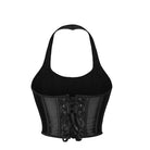 Kobine Women's Gothic Solid Color Halterneck Overbust Corset