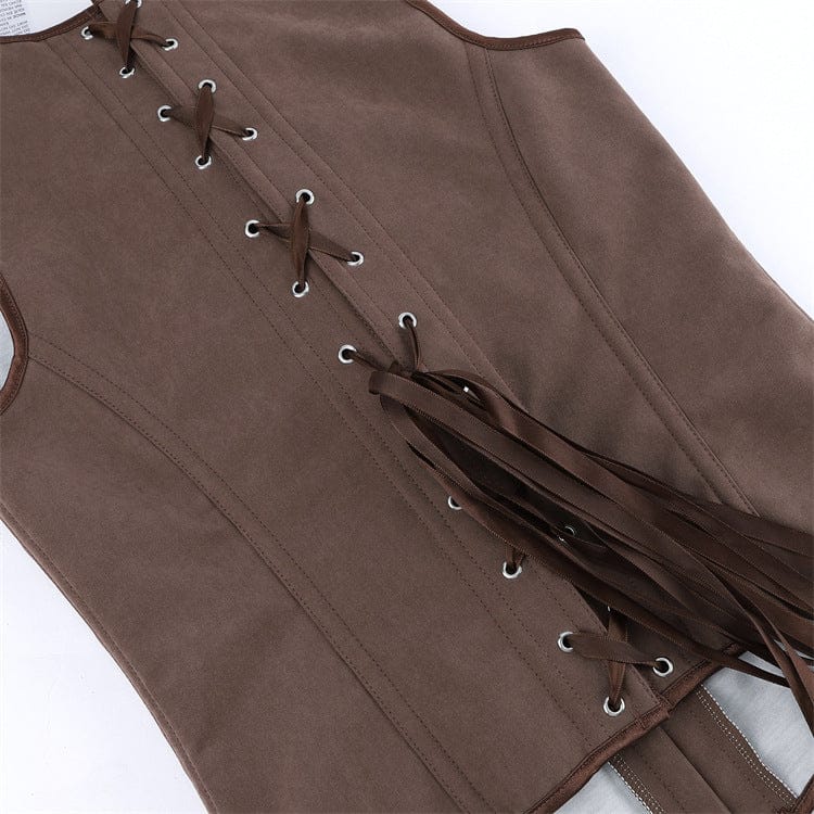 Kobine Women's Gothic Solid Color Lace-up Underbust Corset