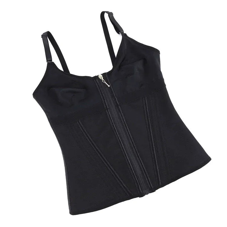 Kobine Women's Gothic Solid Color Zip Slip Overbust Corset