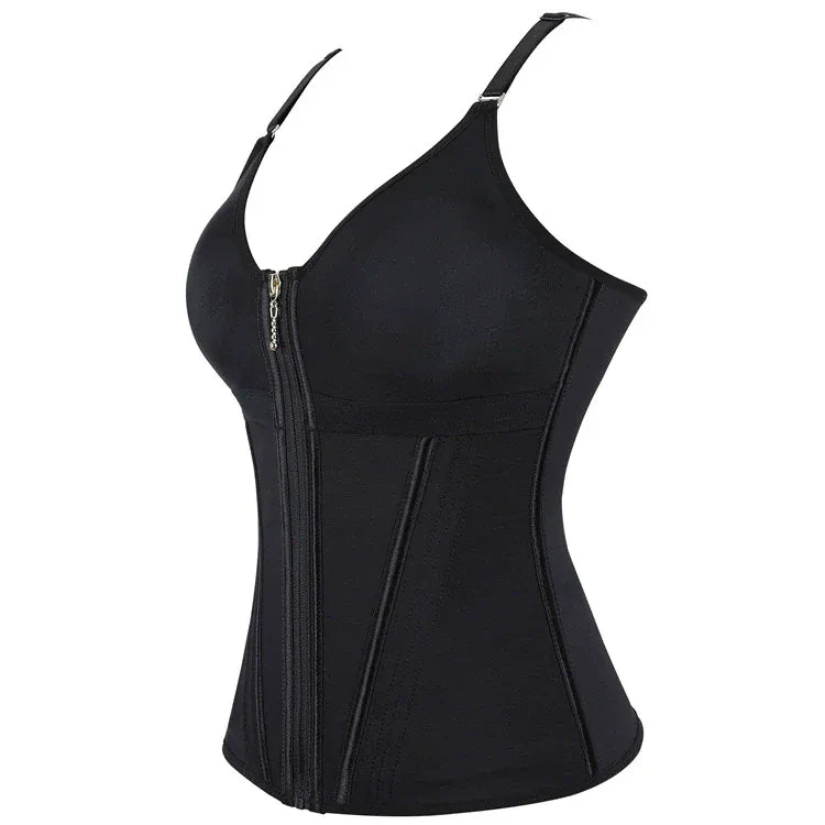 Kobine Women's Gothic Solid Color Zip Slip Overbust Corset