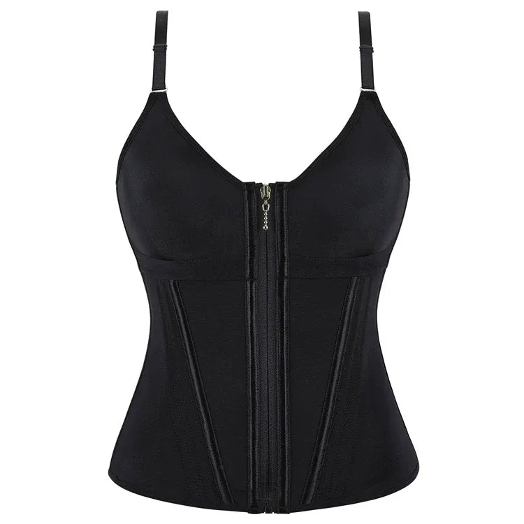 Kobine Women's Gothic Solid Color Zip Slip Overbust Corset