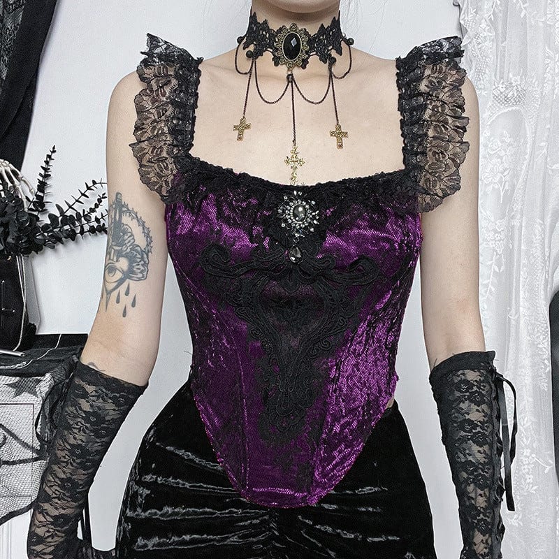 Kobine Women's Gothic Splice Lace Vest