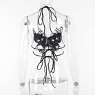 Kobine Women's Gothic Strappy Butterfly Embroidered Bustier