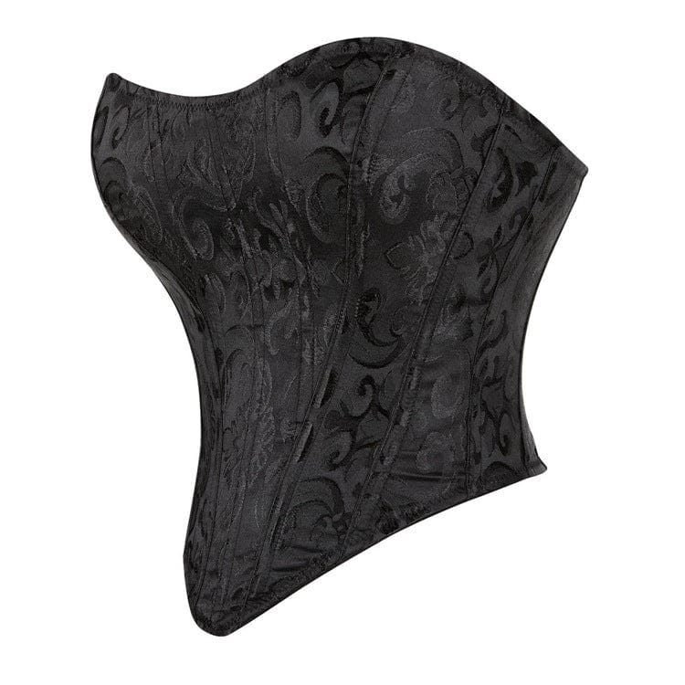 Corsetto overbust in jacquard floreale con spalline sottili in stile gotico da donna Kobine