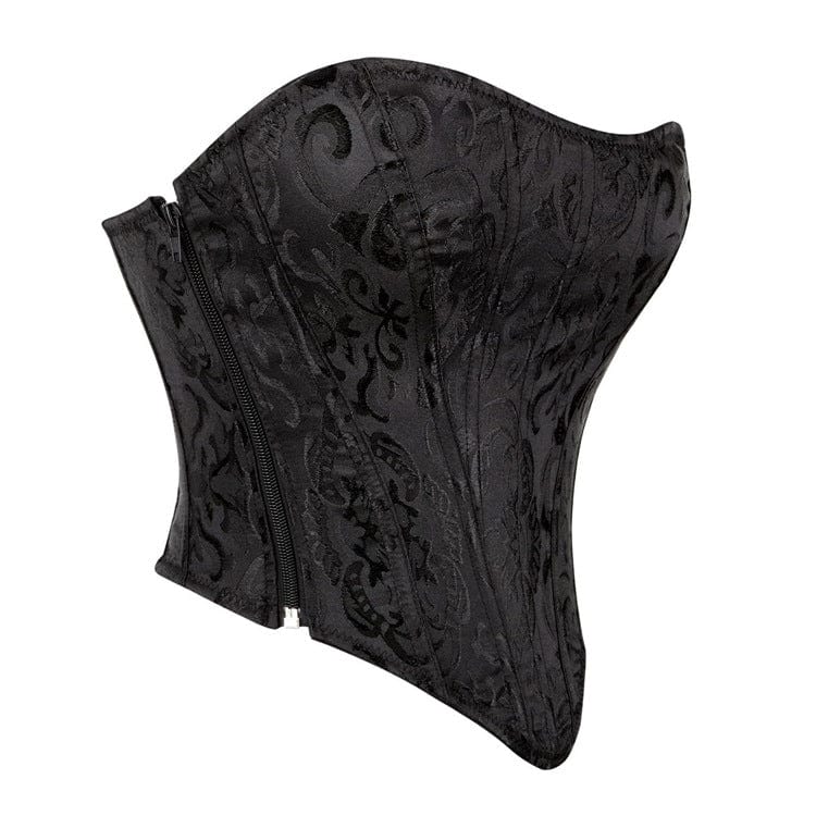 Corsetto overbust in jacquard floreale con spalline sottili in stile gotico da donna Kobine