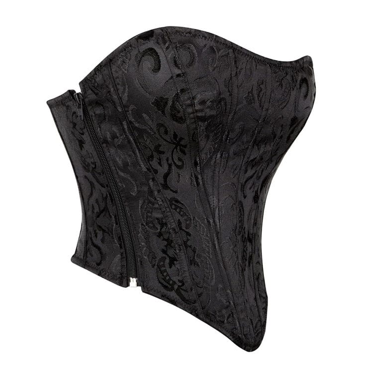 Kobine Women's Gothic Strappy Floral Jacquard Overbust Corset