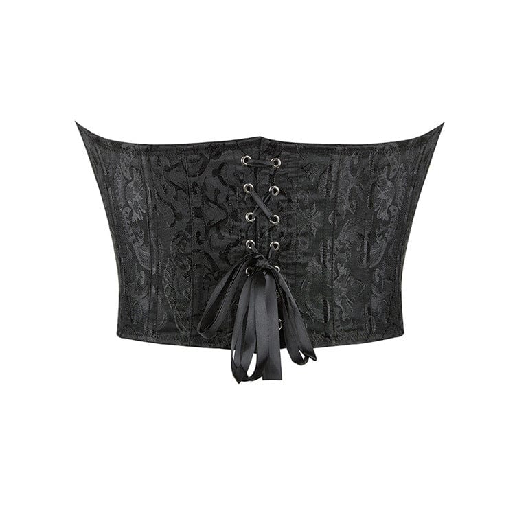 Corsetto overbust in jacquard floreale con spalline sottili in stile gotico da donna Kobine