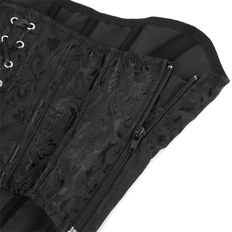 Corsetto overbust in jacquard floreale con spalline sottili in stile gotico da donna Kobine
